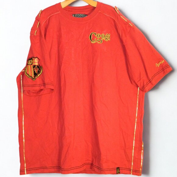 COOGI Short Sleeve Red Cotton T-shirt Embroidery & Felt Detailing Size 3XL - Picture 3 of 16